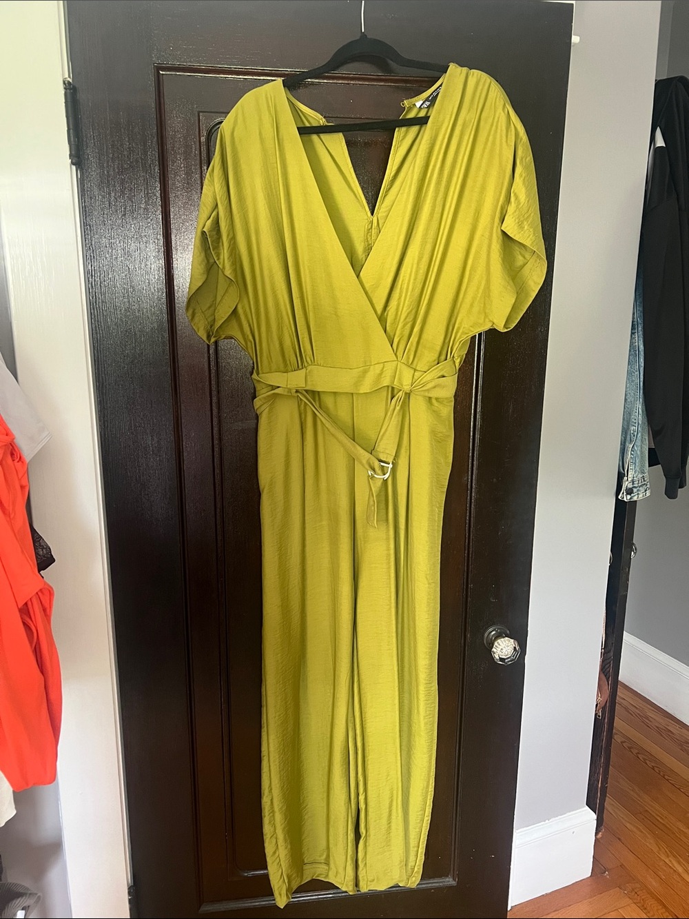 Classic Wrap-Front Olive Green Jumpsuit
